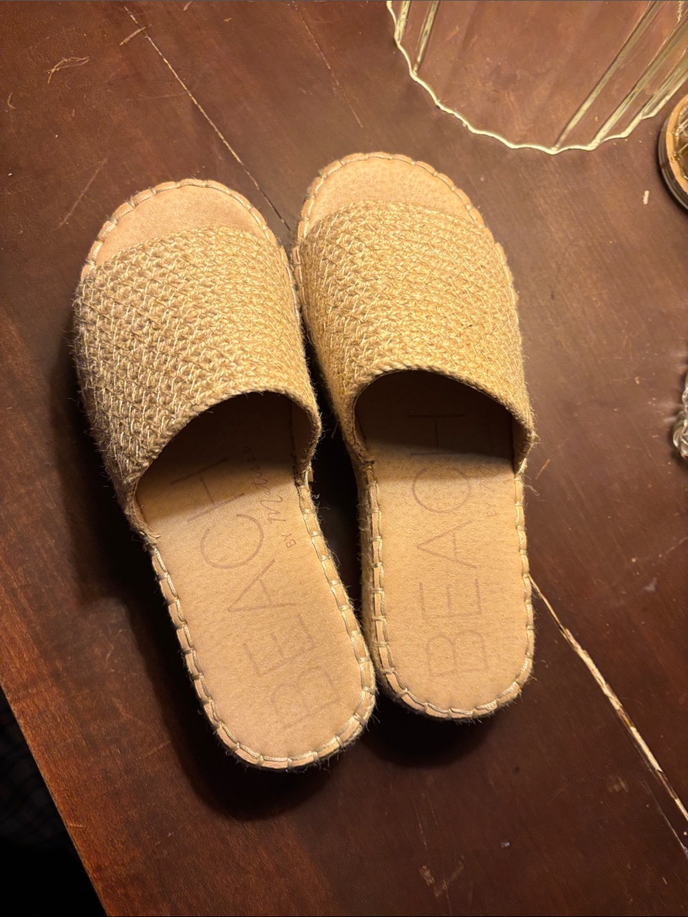 Bea & Co. Woven Slide Mules in Natural Tan